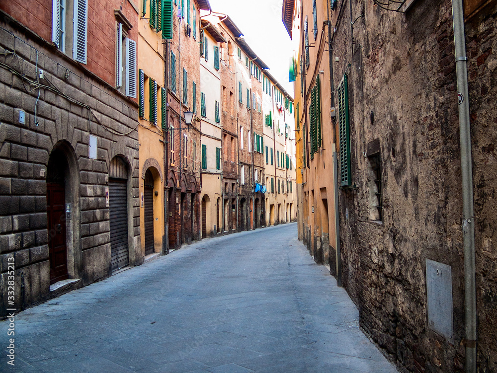 Ancient street in Siena, Italy
