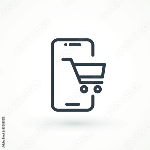 Shopping Online on Website or Mobile Application Vector Icon. E-shop icon. Web sale sign Marketing and Digital marketing Add to cart shopping online icon