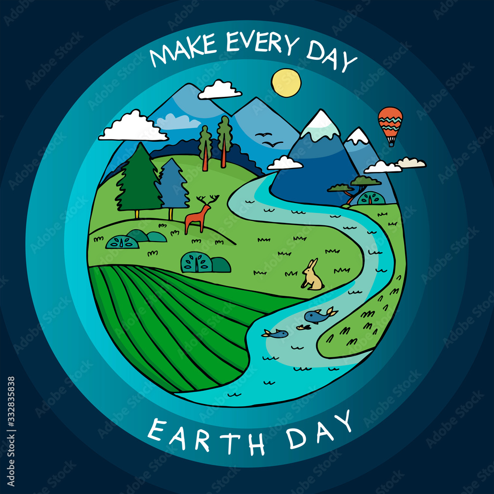 Happy earth day banner to celebrate environmental safety
