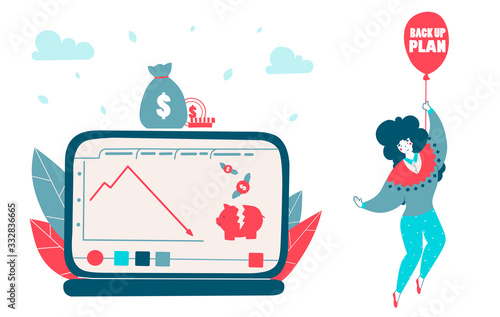 Economic crisis back up plan cartoon flat vector illustration.