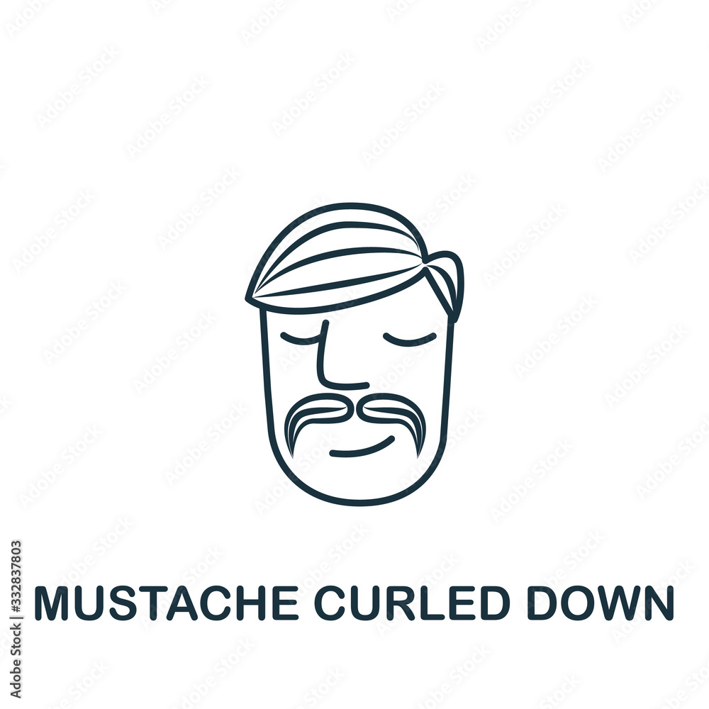 Mustache Swirling Down icon from barber shop collection. Simple line element Mustache Swirling Down symbol for templates, web design and infographics