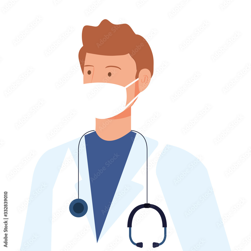doctor male with protection respiratory vector illustration design doctor male with protection respiratory vector illustration design