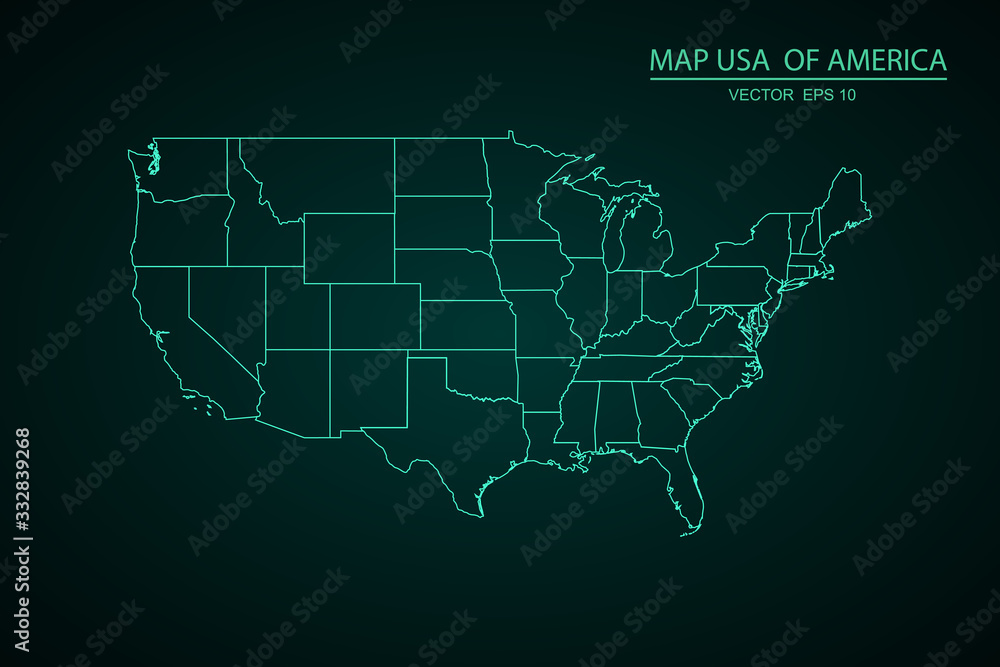 usa map - blue pastel graphic background . Vector illustration eps 10. - Vector