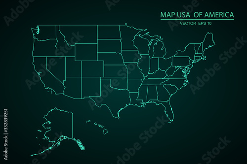 usa map - blue pastel graphic background . Vector illustration eps 10. - Vector