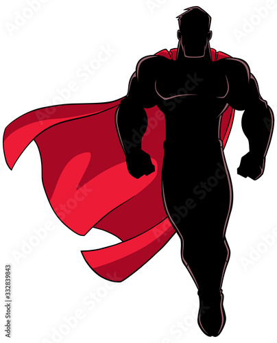 Superhero Flying on White Silhouette