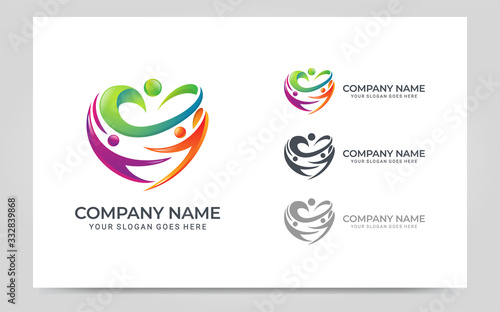 Abstract logo of people, business, foundation, community, human caring, health workers. Vector graphic illustration