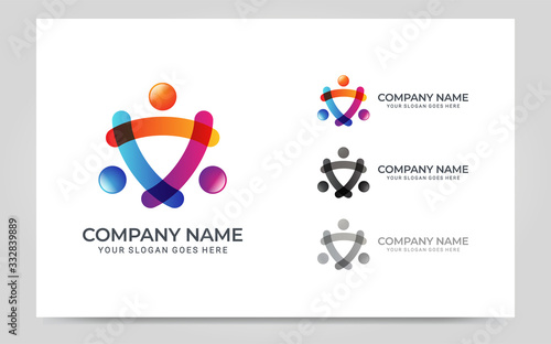 Abstract logo of people, business, foundation, community, human caring, health workers. Vector graphic illustration