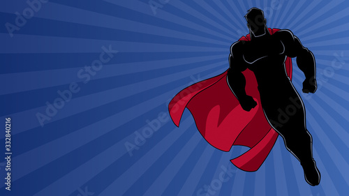 Superhero Flying Ray Light Background 2 Silhouette