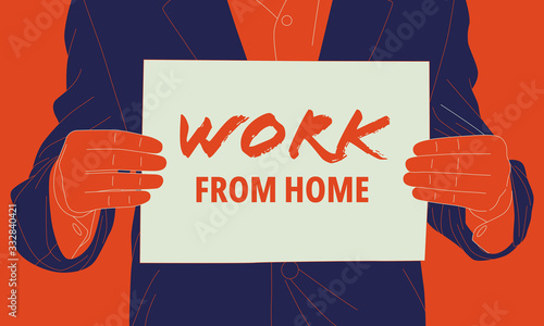 Illustration of a campaign to work at home to prevent the spread of the virus.