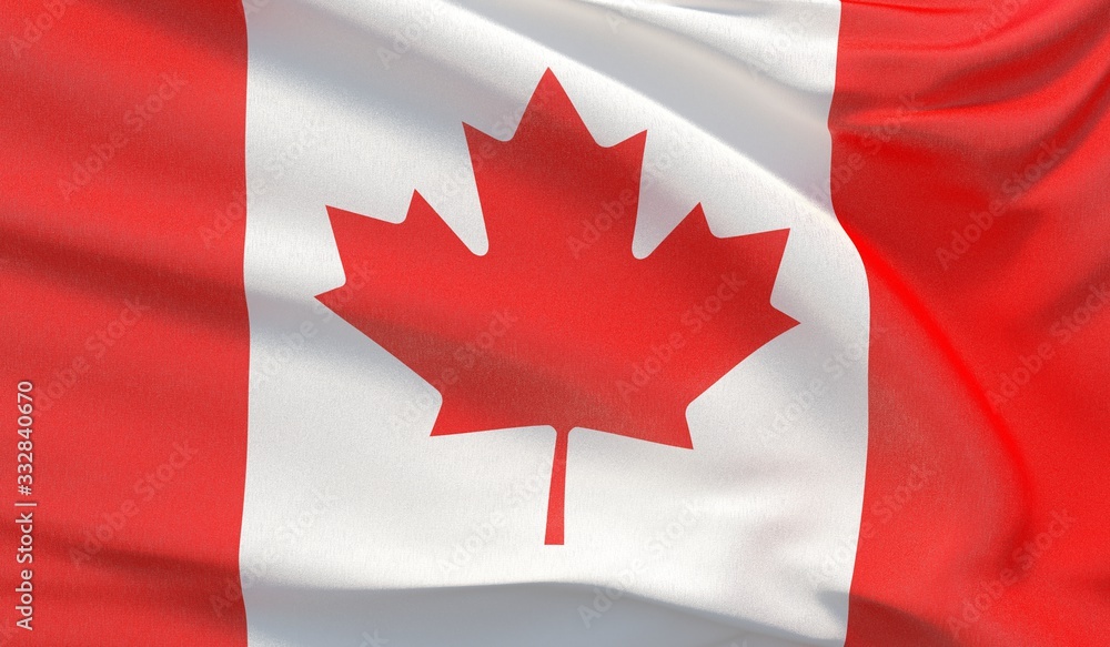 Waving national flag of Canada. Waved highly detailed close-up 3D render. Waving national flag of Canada. Waved highly detailed close-up 3D render.