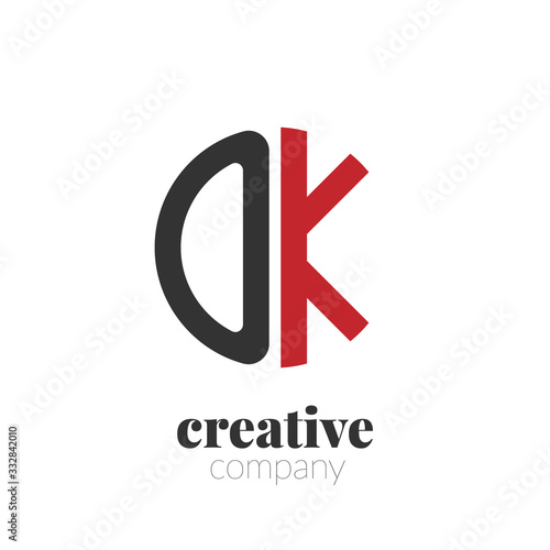Initial Letter ok Creative Elegant Circle Logo. Circle Logo Template.