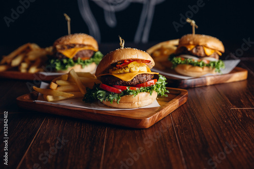 Homemade hamburger with fresh vegetables