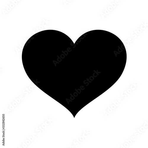 heart shape black isolated on white background, heart-shaped flat icon symbol, black heart shape for decoration valentine's card, heart shape for logo graphic design