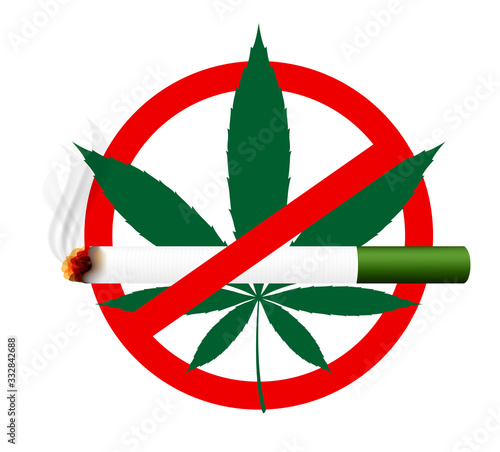 weed cigarette and cannabis leaf in stop sign, cigarettes weed and marijuana hemp leaf in warning signs, cigarette and hemp leaf clip art, marijuana cigarette for icon