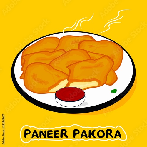 Paneer Pakora or Bhajia indian Street Food Vector