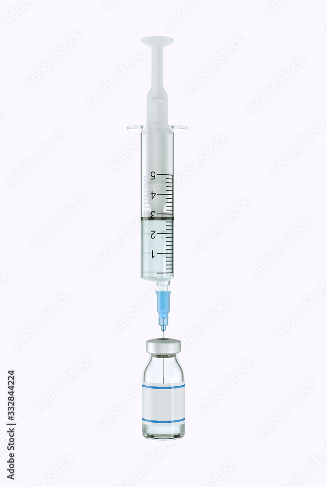 syringe with vaccine vial isolated on white background syringe with vaccine vial isolated on white background