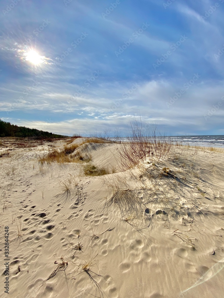 Baltic Sea spring coast  sea  beach Lilaste Latvia