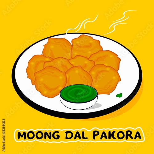 Moong Dal Pakora or Bhajia indian Street Food Vector