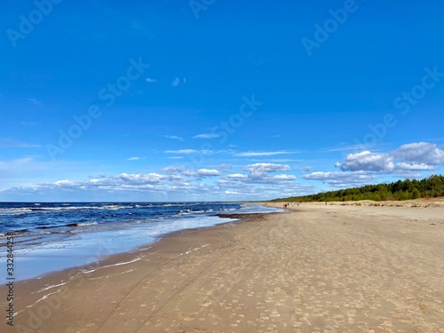 Baltic Sea spring coast  sea  beach Lilaste Latvia
