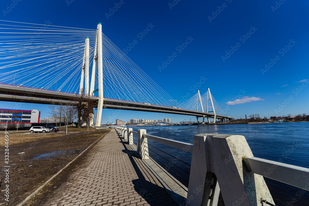 Bridge over the Neva river in Saint Petersburg. Vansu bridge.