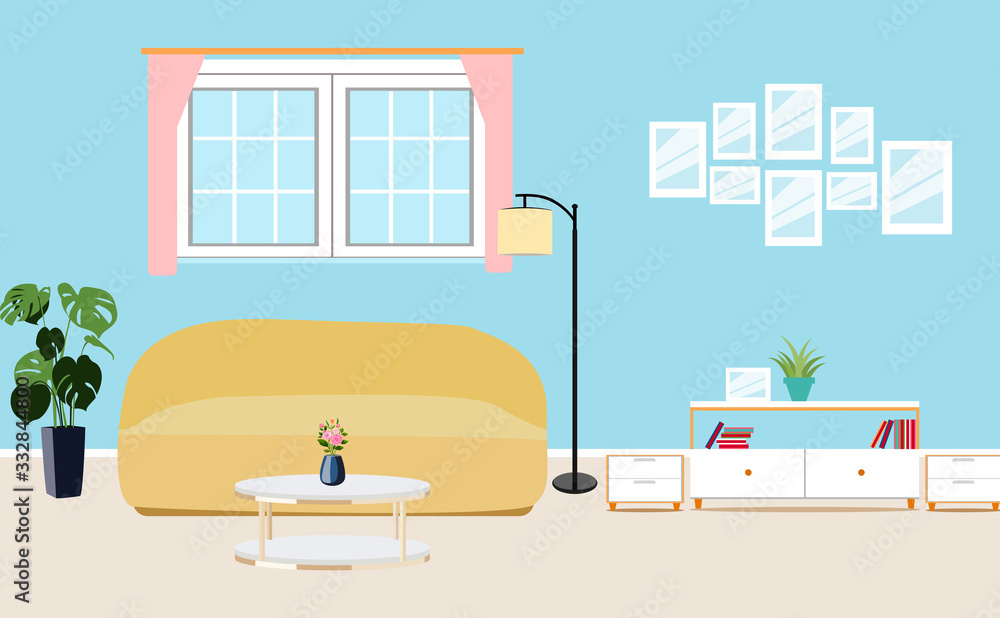 Living room interior vector design 