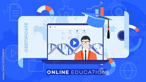 Conceptual e-learning flat vector ilustration.