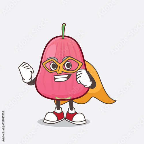 Java Apple cartoon mascot character dressed as a Super hero