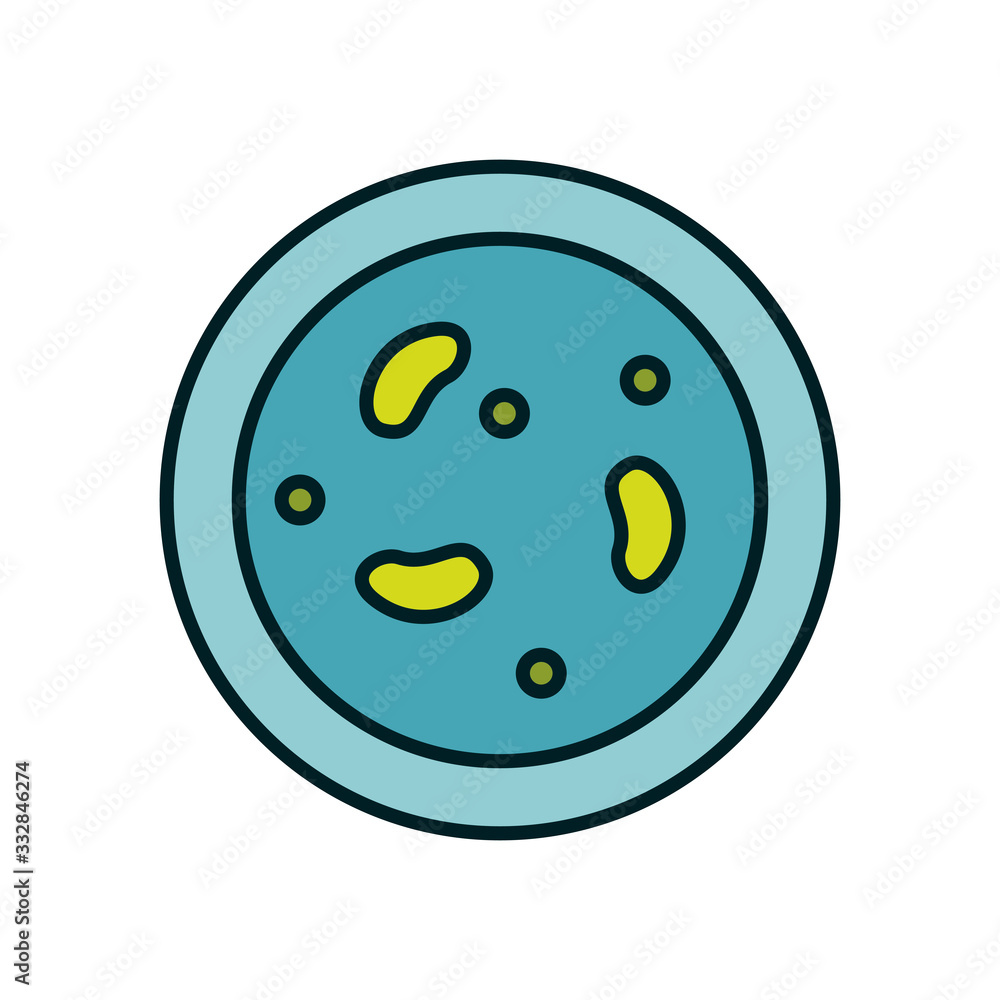 Fototapeta premium Isolated virus inside plate line and fill style icon vector design