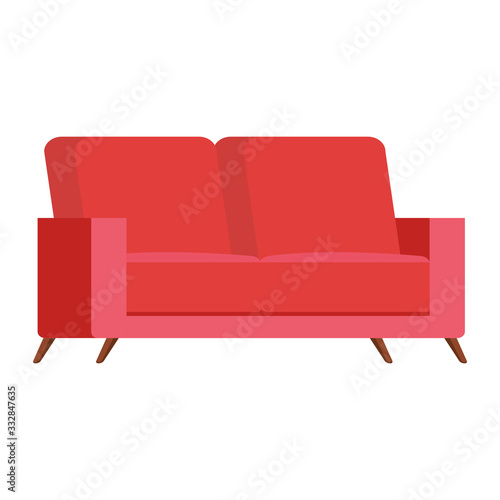 comfortable couch red color isolated icon vector illustration design