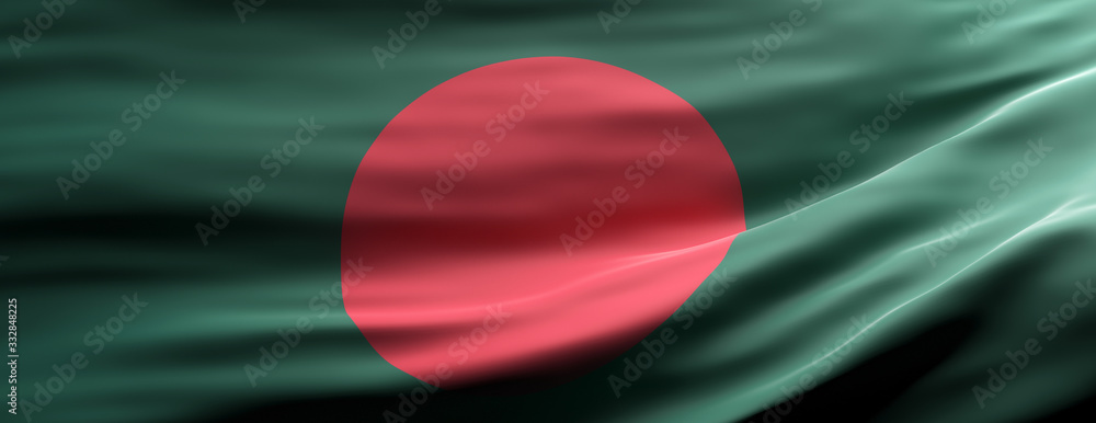 Obraz premium Bangladesh national flag waving texture background. 3d illustration
