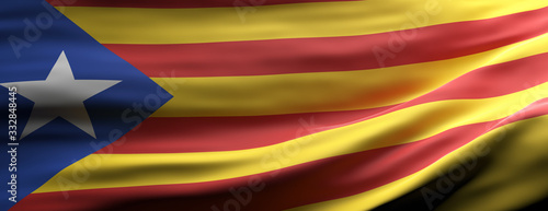 Catalonia national flag waving texture background. 3d illustration