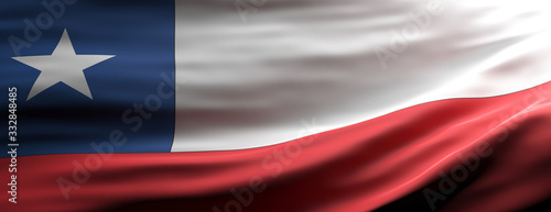 Chile national flag waving texture background. 3d illustration