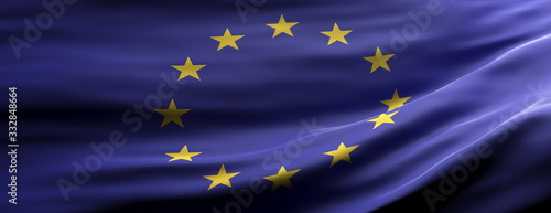 EU national flag waving texture background. 3d illustration