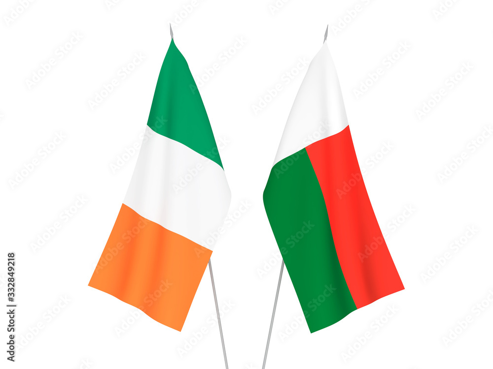 Ireland and Madagascar flags Ireland and Madagascar flags