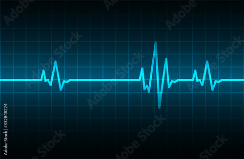 Blue Heart pulse monitor with signal. Heart beat. ekg icon wave