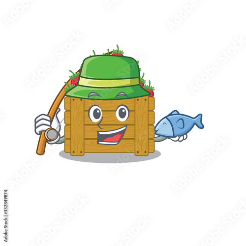 A Picture of funny Fishing strawberry fruit box design