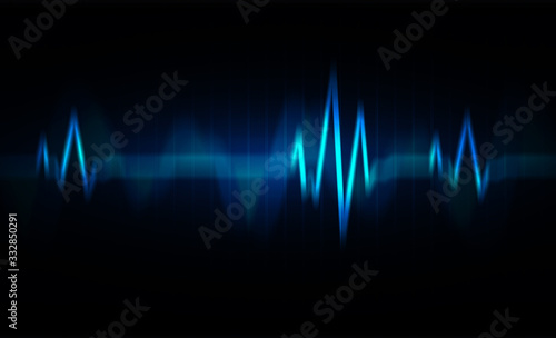 Canvastavla Blue Heart pulse monitor with signal. Heart beat. ekg icon wave