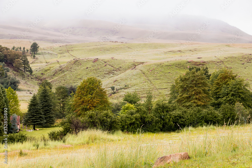 Early Morning Mist Covers the Foothills of the Drakensberg Mountains