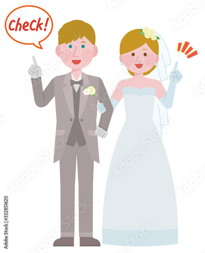 結婚式　披露宴　チェックポイント　外国人　新郎新婦　イラスト