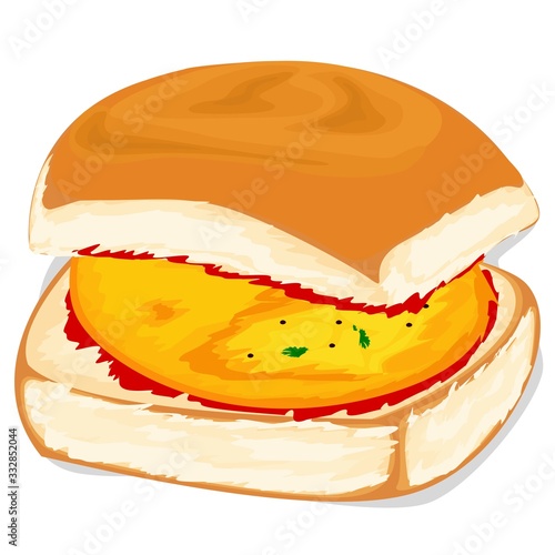Vada Pav indian street Food Vector ,White Background