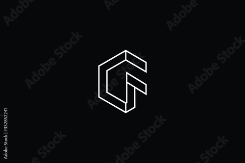 Minimal elegant monogram art logo. Outstanding professional trendy awesome artistic 3D CF FC initial based Alphabet icon logo. Premium Business logo White color on black background