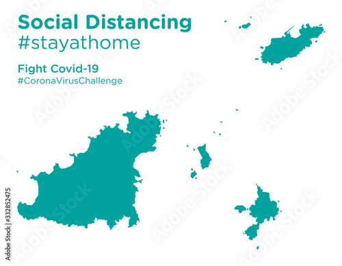 Guernsey map with Social Distancing  stayathome tag