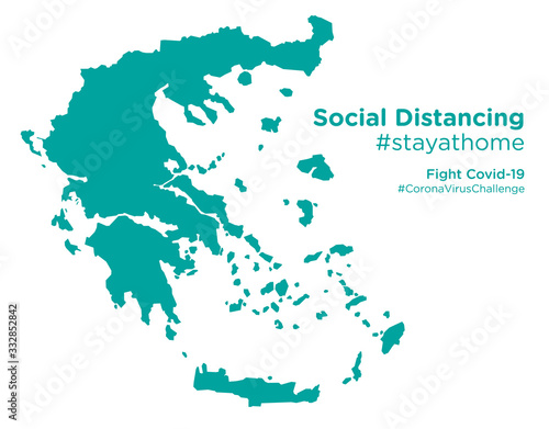 Greece map with Social Distancing #stayathome tag
