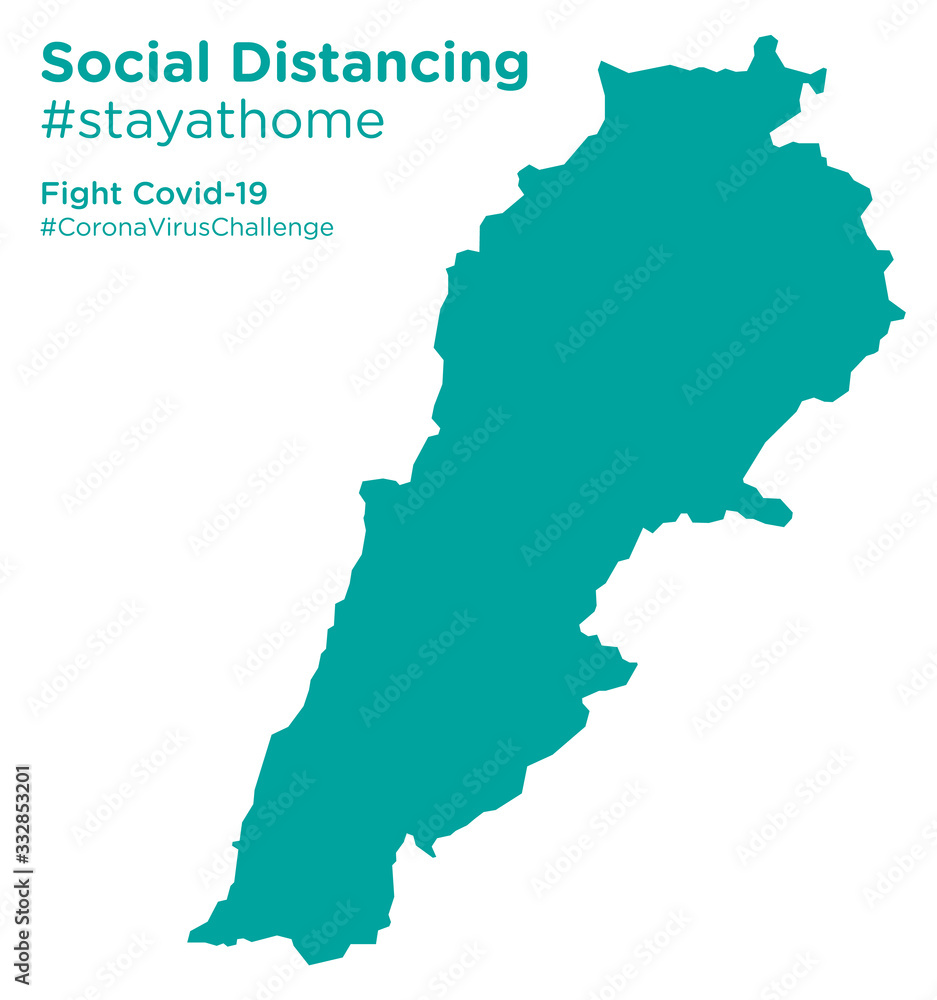 Lebanon map with Social Distancing #stayathome tag