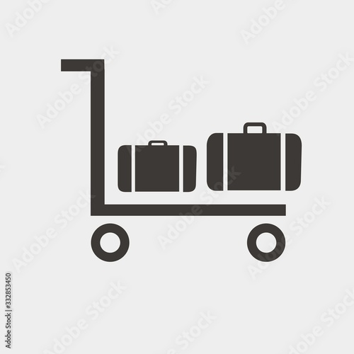 luggage on cart icon vector illustration and symbol for website and graphic design