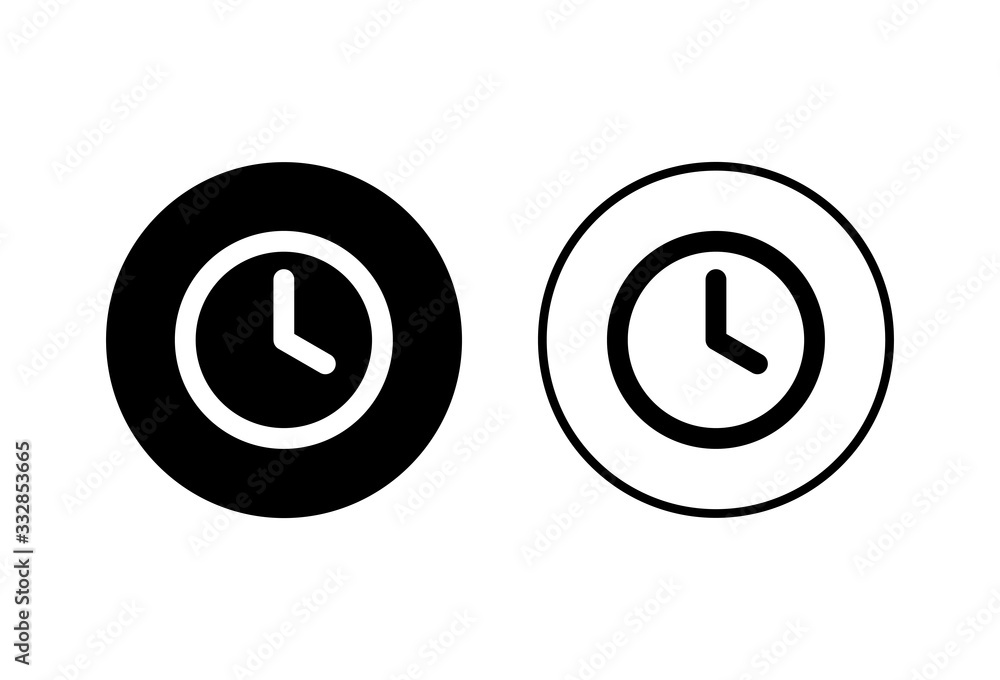 Clock icons set on white background. Time icon vector. Clock vector icon Clock icons set on white background. Time icon vector. Clock vector icon