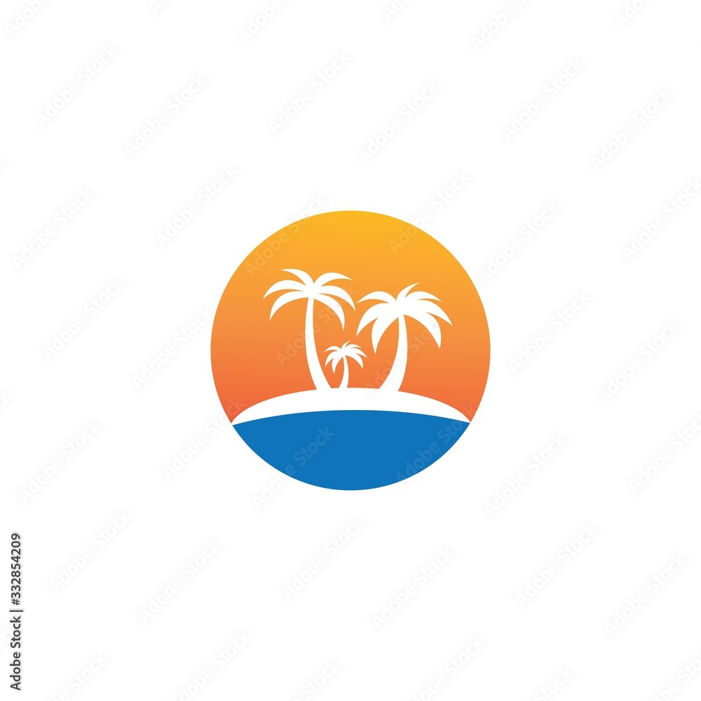 Palm tree summer logo