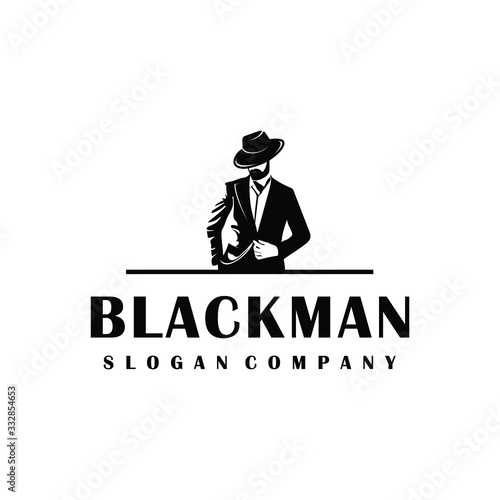 Black Man With Hat Model Silhoutte Vector Illustration Design Symbol