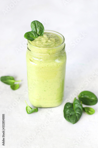 Smoothies with banana, avocado, spinach, lime