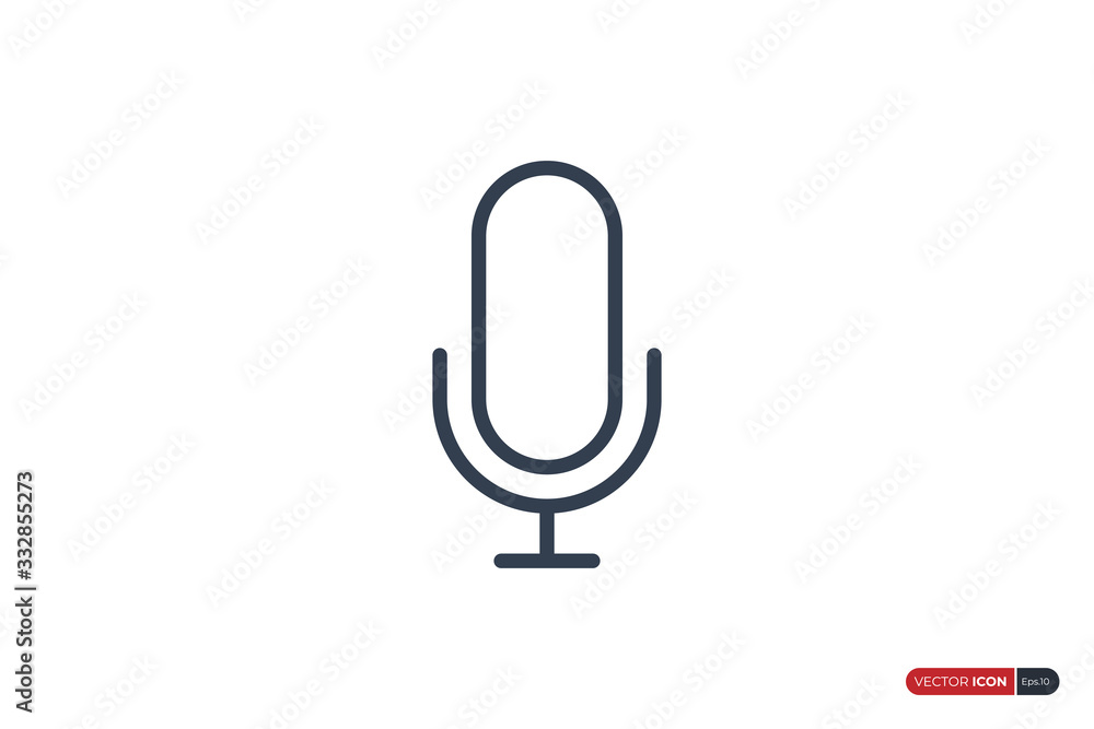 Simple Line Microphone Icon isolated on White Background. Flat Vector Icon Design Template Element. Simple Line Microphone Icon isolated on White Background. Flat Vector Icon Design Template Element.